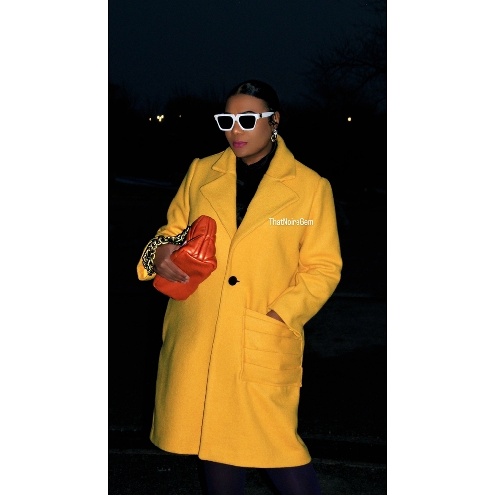 Yellow Oversize Women Jacket Coat Blazer